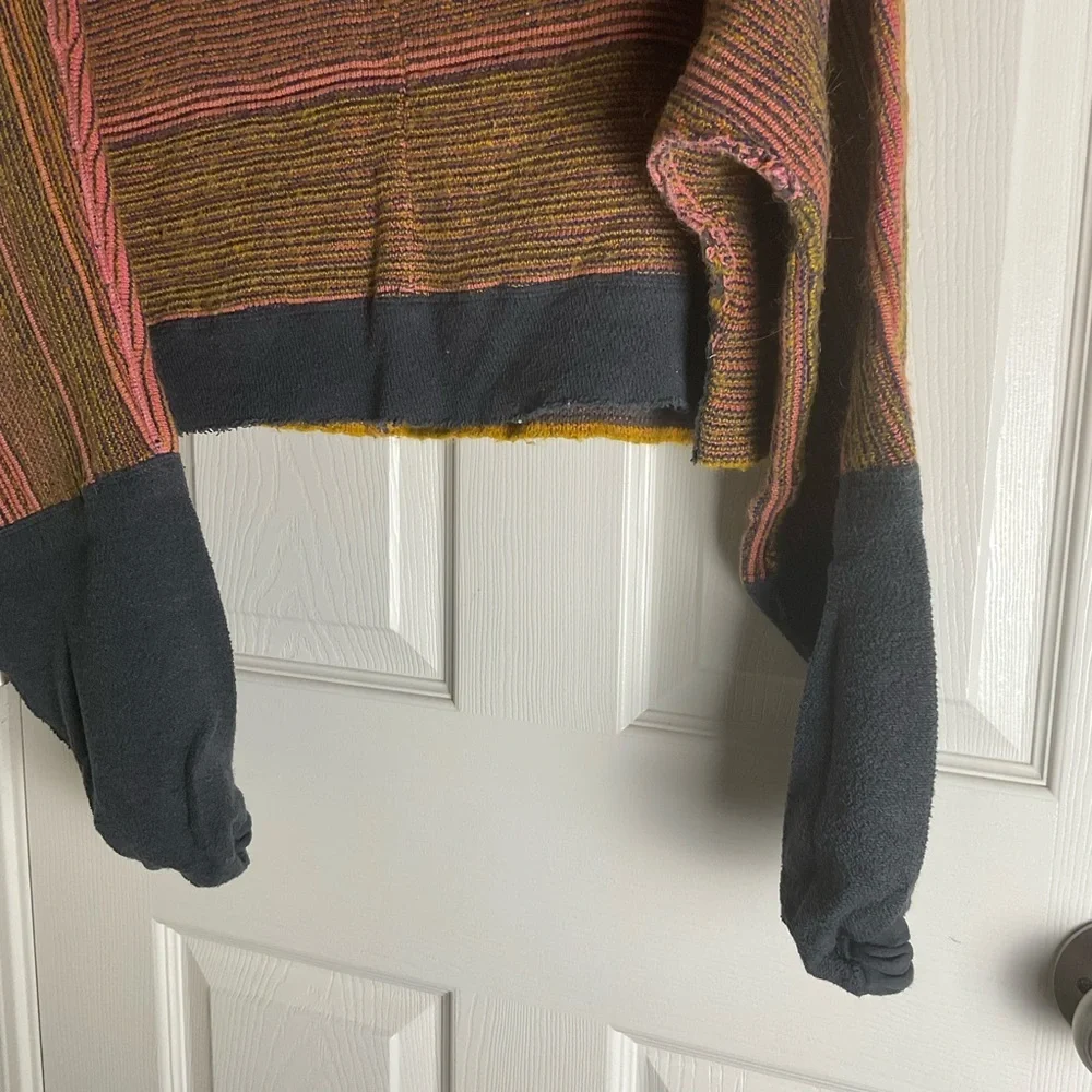 Multicolor Free People Easy Street Cropped Chunky Knit Sweater size small
